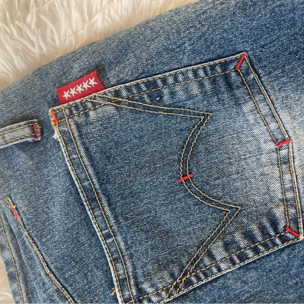 Y2K Flare Jeans Bird Graphic Studded Denim Low Rise Size 30 - Picture 8 of 8
